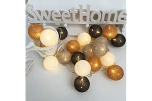 DOTBUY-SHOP Guirlande lumineuse de Noël à Boules de Coton, DOTBUY Guirlande Lumineuse LED à Piles pour fête, Éclairage de Noël, mariage, décoration de jardin Pour intérieur (Marron,3M/20LED)