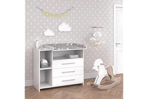 Vicco Commode à Langer Oskar, Blanc, 113 x 100 cm avec tiroirs