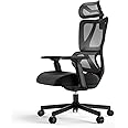 ProtoArc Ergonomic Office Chair for Home Office, High Back Desk Chair with Thick Spring Cushion, Adjustable Headrest, Armrests, Big and Tall Mesh Computer Chairs for Long Hours Sitting - Black