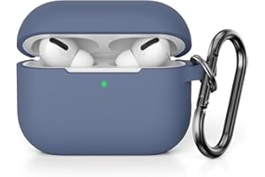 KOKOKA Custodia in Silicone Compatibile con AirPods Pro 2, Case Cover Protettiva in Premium Silicone per Airpods Pro 2 (2022 Released) Custodia con Moschettone, LED Frontale Visibile, Gray Blue