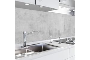 danario Revestimiento Autoadhesivo - Protector Pared Antisalpicaduras Cocina - Lámina de PET Rígida de 0,37 mm - Mate - Hormigón - 60cm x 400cm