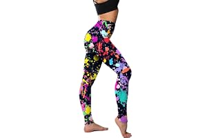 JINGTOPS 80-tals konstnärliga leggings, leggings för fest, tryckta leggings för kvinnor, damtryck, sportbyxor, dam hög midja