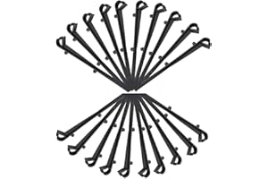 KMERCE Lot de 20 Crochets de fixation grillage de protection de gouttière en PP, longeur de 16cm, entraxe de 7.2cm, noir