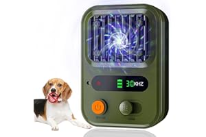 XIEANDKONG Ahuyentador de Perros, Dispositivo antiladridos ultrasónico 3 Niveles de Frecuencia Dispositivo Antiladridos, 33 Pies Ultrasónico Antiladridos Disuasivos para perros pequeños y grandes (Green)