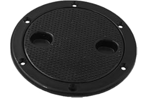 Homyl Marine Deck Plate, 4 Inch Boat Circular Non Slip Pull Out Inspection Hatch for Boat Kayak Canoe, Black