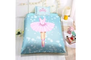 Loussiesd Kinder Bettw?sche Set Cartoon Ballett Ballett Muster Betten Set für Jungen M?dchen Microfaser Himmlische Qualit?t Bettbezug mit Kissenbezug 135x200 cm + 80x80 cm Einzelbett