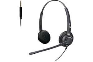 CLEYVER Flex Jack Duo, Micro Casque Filaire Jack 3,5 mm, Ultra Leger, Stereo, Micro antibruit, Softphone,PC,Mac,Smartphone,Tablette, Noir
