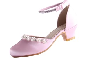 EIGHT KM Scarpe Mary Jane con Tacco Alto da Ragazza Principessa per Matrimonio e Festa EKM7033 Seta Liscia Lucida perlacea