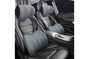 ‎TOERJII Toerjii Ergonomische Kopfstütze und Lendenkissen für Autositze, Memory Foam Sitzkissen Auto, Lendenkissen Rückenstütze Kissen Rückenstützkissen Zur Rückenentlastung (Grau, Kopfstütze + Lumbalkissen)