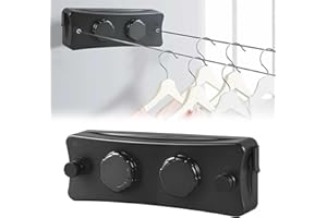 ‎BLYEMICHDI Ausziehbare Wäscheleine Edelstahl, 5.1m Doppelseil Wäscheleine Ausziehbar, Wäscheleine Extra Stark Wandmontage, Einziehbare Trocknen von Kleidung Wascheleine für Balkon, Waschküche, Wohnung (Schwarz)