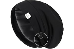 YANIBEST Seidensatin-Hauben-Haarwickel zum Schlafen - Verstellbarer Aufenthalt auf seidengefütterter Slouchy-Beanie-Hut für lockiges Haar und Zöpfe