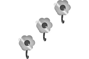 Kochblume 1-3-5-10er Set | Haken S, L, Wandhaken, Küchenhaken, Mehrzweckhaken, Schlüsselhaken | In der bunten Box (Chrom-schwarz, 3er Set L)