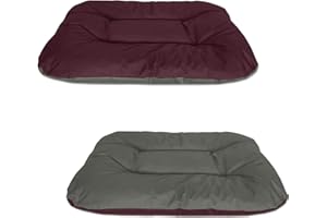 BedDog® 2in1 Hundebett REX, XL, Bordeaux-grau, Wende-Hunde-Kissen oval-rund, großes Hundekörbchen, waschbares Hundebett, Hundesofa für drinnen, draußen