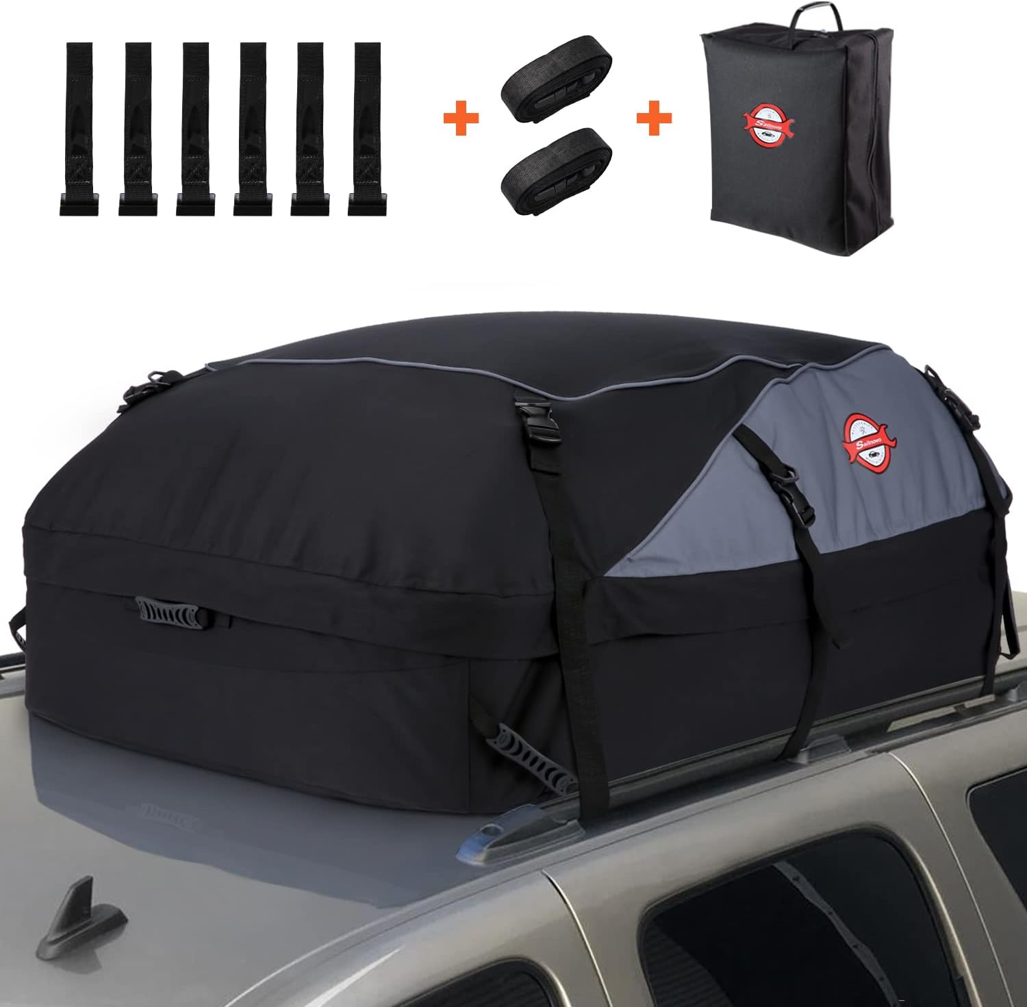 Cofre de Techo para vehículo, Bolsa para Coche, Resistente a la Intemperie, 580 L, Nailon 1000D, 8 Correas reforzadas, 6 Ganchos para Puerta, para Viajes y Equipaje