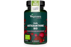 Astaxanthine BIO | Issue de 160 mg d'Haematococcus Biologiques | Antioxydant 100% Naturel | Biodisponibilité Elevée | Vegan & Sans Additifs | Vegavero®