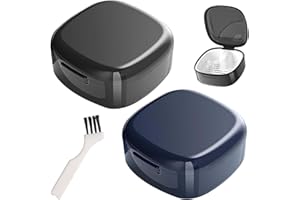 LILELIG 2 Stück Prothesendose,Tragbare Gebissdose,Zahnprothesen Box mit Hängender,Retainer Box,Dose für Zahnprothesen für Reise Reinigung,Reinigung & Aufbewahrung,mit Reinigungsbürsten