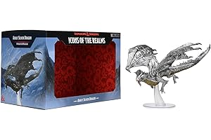 WIZKIDS D&D Icons of The Realms: Dorosły srebrny smok - Malowana figurka - RPG Dungeons & Dragons Miniatury