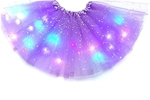 YODITI Jupe Tutu pour Petites Filles, Jupe Tutu avec éToiles Et Paillettes, Jupe en Tulle avec LumièRes, Lumineuses, Robe FêTe, Costume Carnaval, VêTements De Princesse pour Enfants