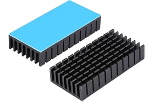 Awxlumv 2Pcs 50mm Heatsink 50x25x10mm/ 2 x 1x 0.4 inch with Thermal Conductive Tape, Cooler Aluminum Heat Sink for Cooling Raspberry Pi, M.2 SSD NVMe mSATA Mini-SATA PCB Device (50mmx25mmx10mm)