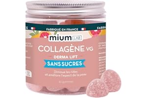MIUM LAB GUMMIES EXPERTISE Mium Lab Gummies Collagène Peau Biomimétique - Anti-âge, Hydratation, Fermeté & Éclat - Supérieur au Collagène Marin & Bovin - Cure 21J - Sans Sucres - Complément Alimentaire Peau & Cheveux Femme