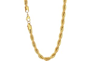 U7 Collar para Hombre Mujer Cadena Espiga, 3mm/6mm/9mm Ancho, 46cm-76cm Largo, Material Acero Inoxidable 316L, Joyería Simple Bácisa con Caja de Regalo