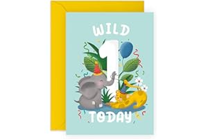 CENTRAL 23 Kartka urodzinowa dla dziewczynki - Wild Today 1 - kartka urodzinowa dla dziewczynki - kartka urodzinowa dla małego chłopca w wieku 1 - kartka urodzinowa dla siostrzeńca - w zestawie z zabawnymi naklejkami