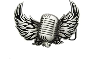 JEAN'S FRIEND Vintage Microphone Flying Wings Rock Music Belt Buckle