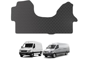 Carsio Van Mats For Mercedes Sprinter 2006 to 2018 Black Floor Rubber Tailored Van Mat Tailored Fit Rubber Floor Mat Set Complete Accessory Black Custom Fitted - Anti-Slip Backing
