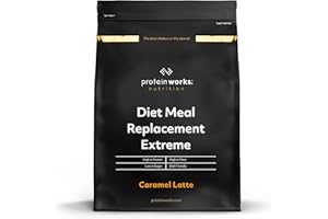 THE PROTEIN WORKS Protein Works - Diet Meal Replacement Extreme, Supports Healthy Weight Loss, Complete Nutrition, Low Calorie, Low Sugar, 23 Vitamins & Minerals, Caramel Latte, 8 Meals, 500g