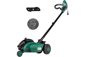 BRAST Cortabordes eléctrico 1200W, 25-38mm profundidad, 4700rpm, RUEDAS, interruptor de seguridad, incluye cepillo para malas hierbas, musgo. Fácil de usar y cómodo. Cortabordes de césped eléctrico