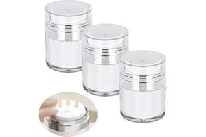 Luonaa 3 Stück Airless Pumpspender, 30ml Cremetiegel Vakuumflasche, Nachfüllbar Creme Pumpspender, Tragbarer Kosmetischer Behälter für Lotionen Cremes Reisen
