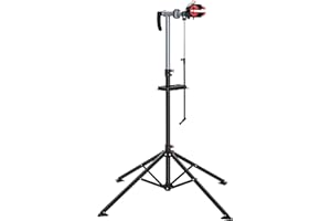 Outsunny HOMCOM Cavalletto per Riparazione Bici Pieghevole, Supporto Manutenzione per Bici Girevole a 360° con Vassoio Porta Utensili, Altezza Regolabile109-180cm, Nero