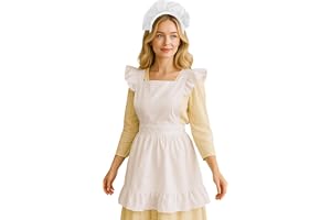 Aspire retro volang förkläde köksförkläde för kvinnor luftig kostym hembiträde förkläde för matlagning cosplay, Vitt förkläde