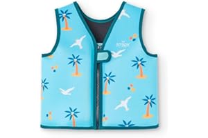 CRIOH! Btbox - Chaleco Flotador para Bebé -Talla XS a M -1 a 6 Años- Estampados - Natación, Piscina o Playa -Protección UPF 50+ -Neopreno de 5 mm -Doble Cierre de Seguridad (Palm Beach, XS:9 a 14 kg)