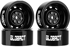 GLOBACT Aluminum 1.9 Beadlock Wheels RC Wheel Hub for 1/10 TRX4 TRX6 Axial SCX10 I II III Pro Redcat RC Crawler Upgrade Accessories (4Pcs Black)