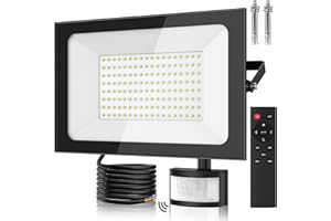 ANKISHI 150W Security Lights with PIR Motion Sensor,IR Remote Control,15000LM 6500K Super Bright LED Floodlights Outdoor,IP65 Waterproof Spotlight,Ultra Thin Wall Lights for Garden Garage Yard Doorways