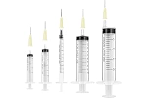 OFFCUP Seringue Plastique, 10pcs Seringue D’alimentation, 1ml 2ml 5ml 10ml 20ml Seringues avec Aiguille émoussée, Seringues de Distribution Liquide pour Animal/Laboratoire/Usage Industriel