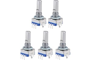 sourcing map Codificador giratorio de 360 grados de Interruptor Digital de código EC11 de 7 pines de 20mm de Eje-D 5 piezas