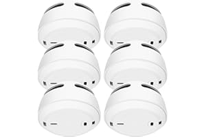 VEMFAY Rilevatore Fumo, Set di 6 Rilevatore di Fumi Sensore Allarme Rilevatori di Fumo Smoke Detector Allarme Antincendio, Batteria da 10 Anni, Bianco