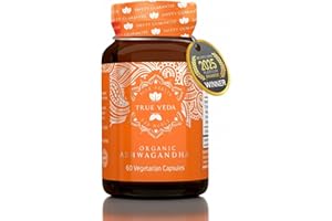 TRUE VEDA Organic Ashwagandha KSM 66 Capsules | Ashwagandha High Strength | Certified Organic by Soil Association | Ashwagandha Capsules | Ashwaganda KSM-66 | Withania Somnifera | KSM66 | UK Made | 60 Tablets