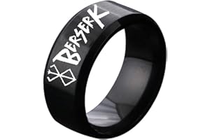 westtrend Berserk Guts Guts Rings Anime Logo Character Skull Knight Guts Finger Rings Cosplay Prop Black Swordsman Laser Carving Rings Trendy Decoration