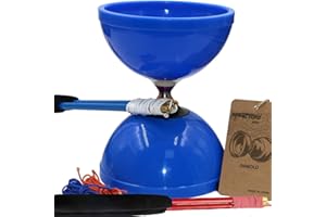 MAGICYOYO Conjunto de Diabolo MD01 Pro con Rodamientos de Bola Triple para Niños, Adultos y Principiantes, 15 cm, con 2 Pares de Bastones de Metal + Bolsa + 2 Juegos de Cuerdas de Repuesto, Azul