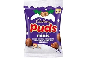 Cadbury Dairy Milk Christmas Mini Puds, Mini Chocolate Puds with Truffle Centre, Hazelnut Pieces and Rice Crisps, Christmas Treat for Snacking, 73g (Pack of 1)