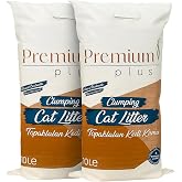 Premium Plus Doğal Bentonit Kedi Kumu Aktif Karbonlu 10 LT x 2 Paket, Topaklanan, Kokusuz,%99,5 Tozsuz, Y&uuml;ksek Emicilik G&uuml;c&uuml;n