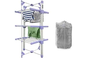 Spring & Spruce Speedi-Dry Tower Compact Clothes Airer with 3 Tiers - Fast & Effective - Energy Efficient - Large Capacity - Adjustable Temperature - Lightweight & Portable