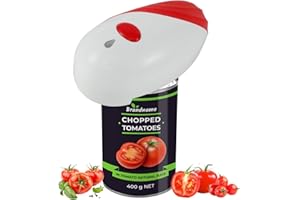 BOBASH Apribarattoli elettrici, Apri barattoli, Apri scatola elettrica con funzione di avvio e spegnimento, bordi lisci, ergonomici, apriscatole elettrico per persone con artrite, anziani (rosso)