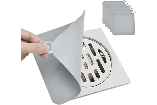 5 stycken luktfria duschskydd, 20 × 20 cm silikon golvdräneringsmatta avloppsskyddande luktskyddsmatta deodoriserande dräneringsskydd för kök, dusch, badkar
