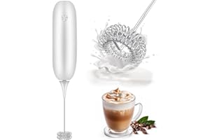 HIYAA Milk Frother Handheld Whisk Battery Powered Drink Mixer, Milk Frother Foamer & Mini Drink Mixer Coffee Frother, Electric Portable for Latte, Cappuccino, Hot Chocolate-White