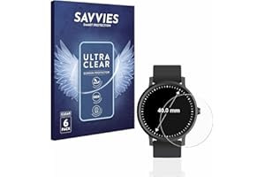 SAVVIES 6x Screen Protector for Watches (circular, Diameter: 40mm) Protection Film - Crystal-Clear, Bubble-Free