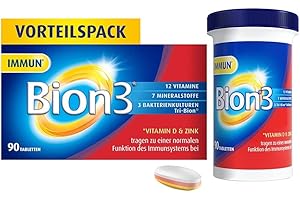 BION 3 Bion3 Immun(*1) Multivitamin, Unterstützung der Abwehrkräfte, Vitamin C,D, Zink und Bakterien der Darmflora, 90 Tabletten, 3-Monats-Vorrat